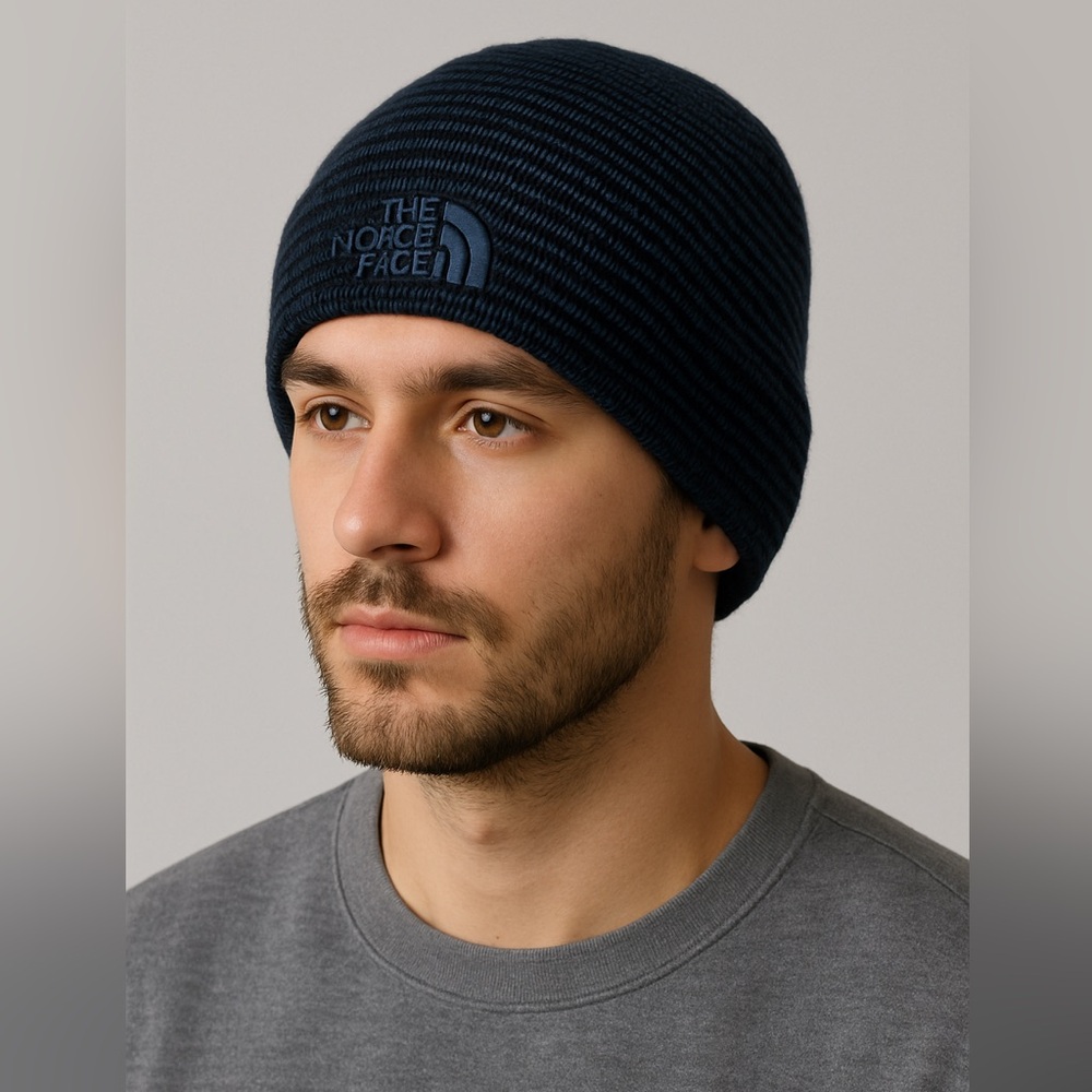 The North Face Knit Beanie – Unisex – One Size – Navy/Black Striped